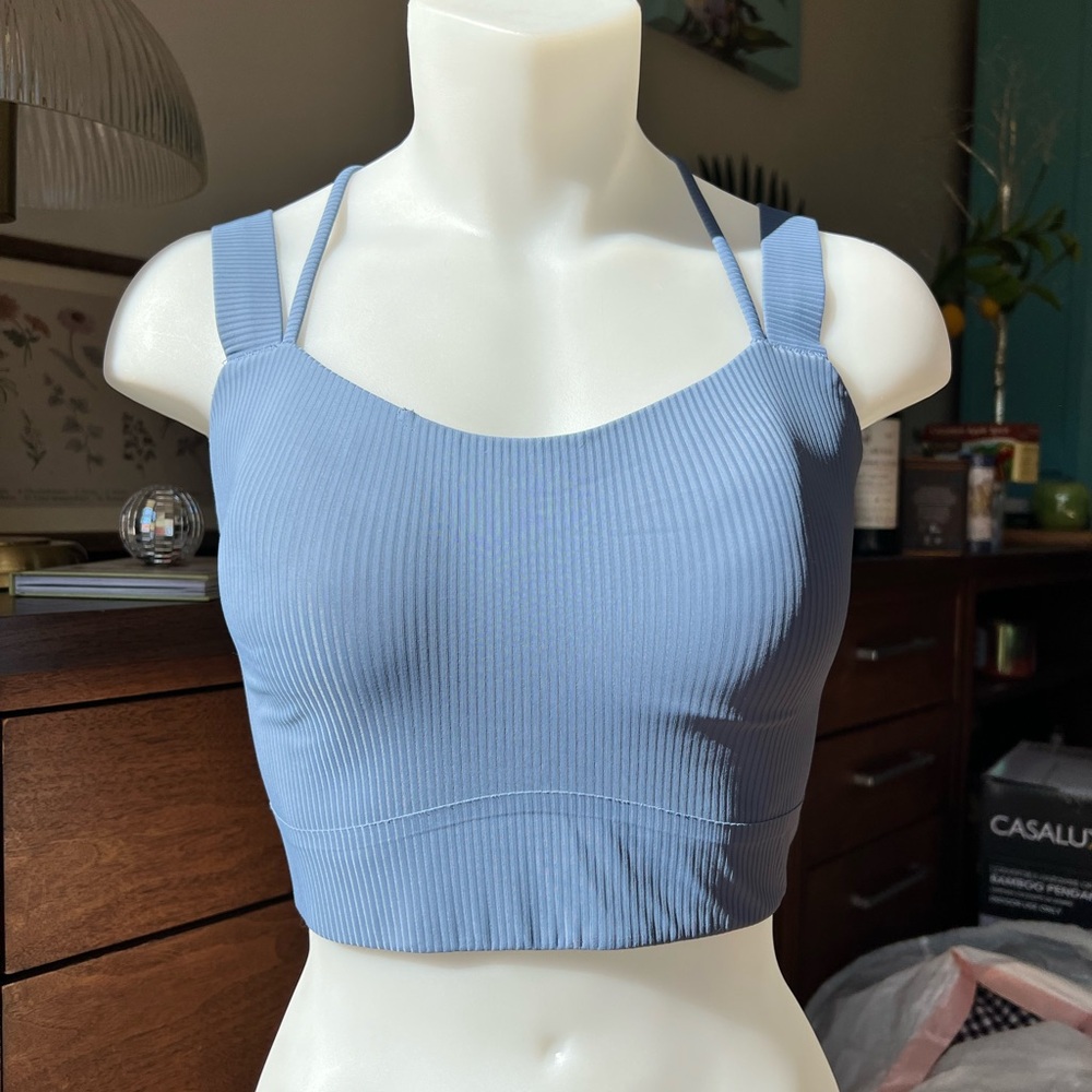 Oasis Blue Ribbed like a cloud Lululemon Longline Bra